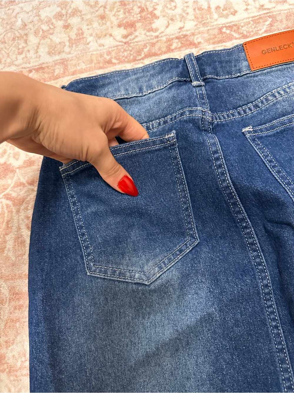 Mid Length 🫐 Jean Skirt W/ Slit - Picture 8 of 12